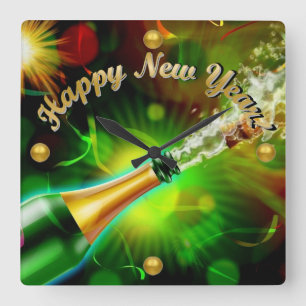 Champagne Pop Vierkante Klok