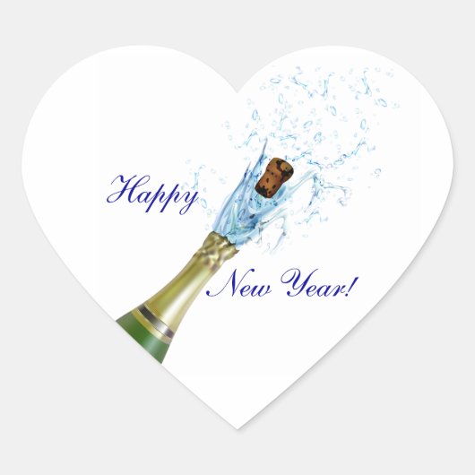 Champagne Popping Hart Sticker (Voorkant)