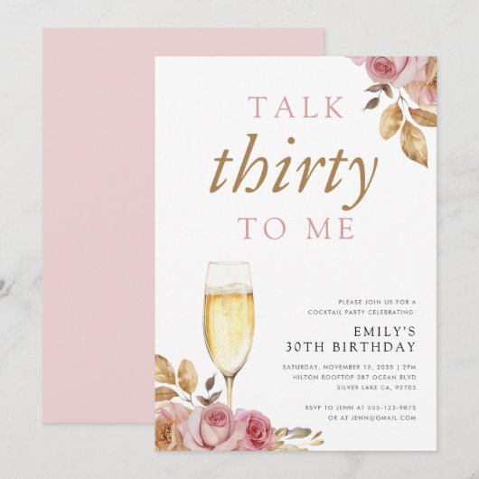 Champagne praat dertig tegen mij 30ste verjaardags kaart (Voorkant / Achterkant)