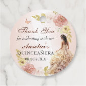 Champagne Prinses Jurk Quinceañera Verjaardag Bedankjes Labels (Achterkant)