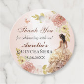 Champagne Prinses Jurk Quinceañera Verjaardag Bedankjes Labels (Voorkant)