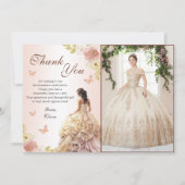 Champagne Prinses Jurk Quinceañera Verjaardag Bedankkaart (Voorkant)