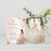 Champagne Prinses Jurk Quinceañera Verjaardag Kaart (Staand voorkant)