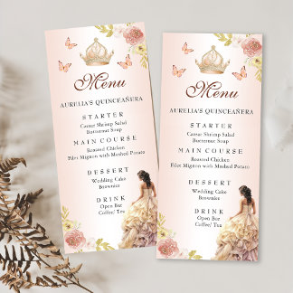 Champagne Prinses Jurk Quinceañera Verjaardag Menu