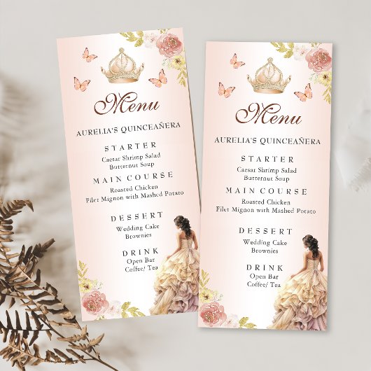 Champagne Prinses Jurk Quinceañera Verjaardag Menu
