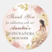 Champagne Prinses Jurk Quinceañera Verjaardag Ronde Sticker (Voorkant)
