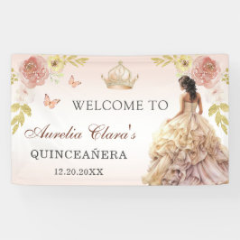 Champagne Prinses Jurk Quinceañera Verjaardag Spandoek