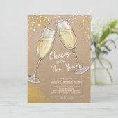 Champagne Proost op het nieuwjaarsfeest Kaart (Staand voorkant)