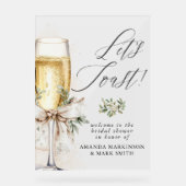 Champagne Proost Winter Bruiloftsborrel Welkom Acryl Bord (Voorkant)