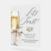 Champagne Proost Winter Bruiloftsborrel Welkom Acryl Bord (Hoek)