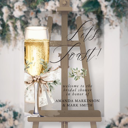 Champagne Proost Winter Bruiloftsborrel Welkom Acryl Bord