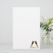 Champagne proostflessen Cheers Briefpapier (Staand voorkant)