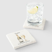 Champagne Prosecco Liefhebber Naam Stenen Onderzetter (Zijkant)