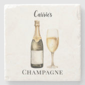 Champagne Prosecco Liefhebber Naam Stenen Onderzetter (Voorkant)