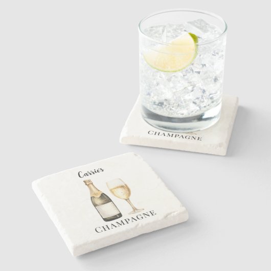 Champagne Prosecco Lover Naam Stenen Onderzetter (Zijkant)