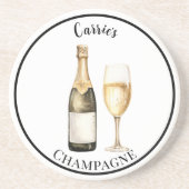 Champagne Prosecco Lover Naam Stone Zandsteen Onderzetter (Voorkant)