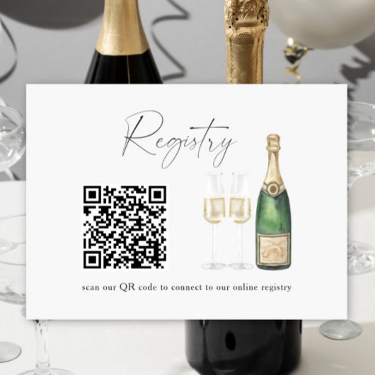 Champagne QR-code bruidsfeest cadeau registratie Informatiekaartje