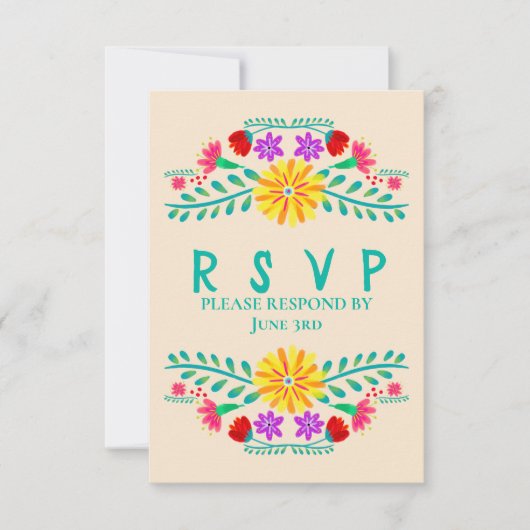 Champagne Quinceanera Mexicaanse Fiesta Party RSVP Kaartje (Voorkant)