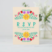 Champagne Quinceanera Mexicaanse Fiesta Party RSVP Kaartje (Staand voorkant)