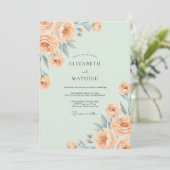 Champagne Ranunculus Mint Eucalyptus Bruiloft Kaart (Staand voorkant)