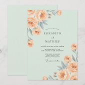 Champagne Ranunculus Mint Eucalyptus Bruiloft Kaart (Voorkant / Achterkant)