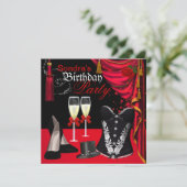 Champagne Red Black Corset Shoes Tophat Kaart (Staand voorkant)