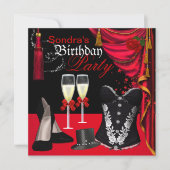 Champagne Red Black Corset Shoes Tophat Kaart (Voorkant)