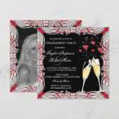 Champagne Red Heart Engagement Kaart (Voorkant / Achterkant)