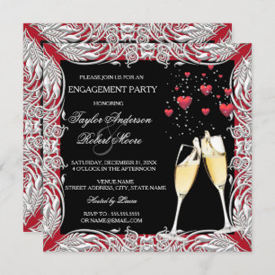 Champagne Red Heart Engagement Kaart