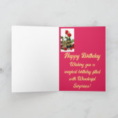 Champagne & Red Roses Verjaardag Kaart (Binnen)