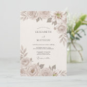 Champagne Refined Floral Wedding Kaart (Staand voorkant)