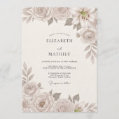 Champagne Refined Floral Wedding Kaart (Voorkant)