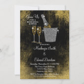 Champagne Rehearsal Dinner Invitation Black Gold Kaart (Voorkant)