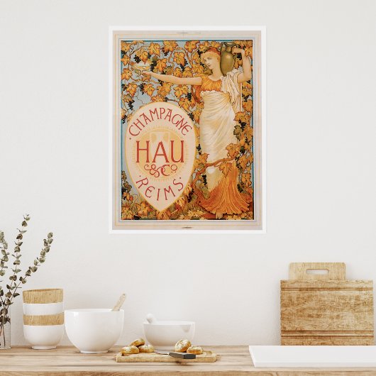 Champagne Reims Drink en kunst van wijn Poster (Keuken)