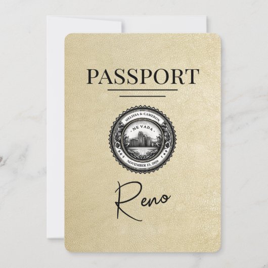 Champagne Reno Passport Uitnodiging (Achterkant)