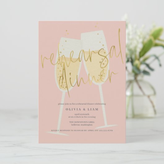 Champagne repetitie diner kaart (Staand voorkant)