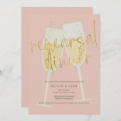 Champagne repetitie diner kaart (Voorkant / Achterkant)