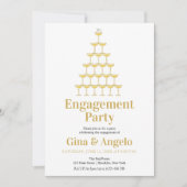 Champagne Retro stijl verlovingsfeest Kaart (Voorkant)