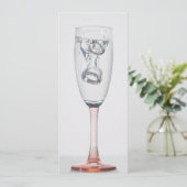 Champagne ringen trouwkaart kaart (Staand voorkant)