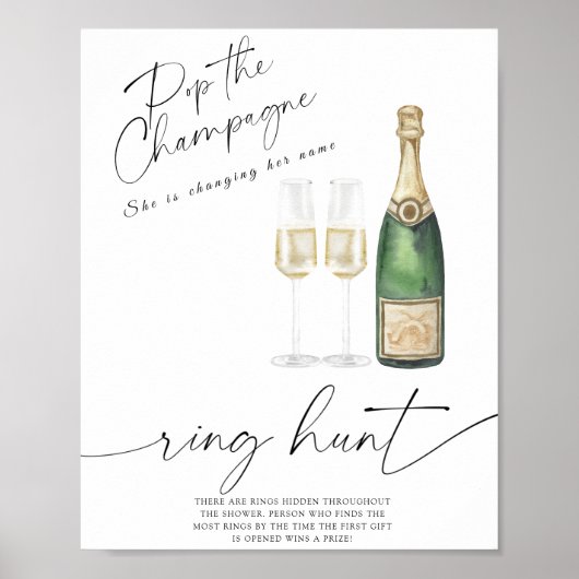 Champagne - ringjacht vrijgezellenfeest spel poster (Voorkant)