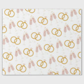 Champagne Rings Bruiloft Vrijgezellenfeest Cadeauv Cadeaupapier (Vlak)