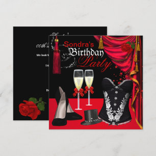 Champagne Rood Zwart Korset Schoenen Hoed Kaart