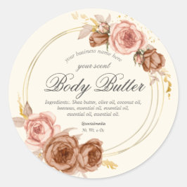 champagne roos body butter ronde sticker