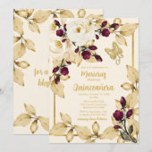 Champagne Roos Bourgogne Buds Gold Leaves Vlinder Kaart (Voorkant / Achterkant)