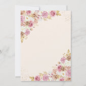 Champagne Roos Gold Butterfly Princess Quinceanera Kaart (Achterkant)