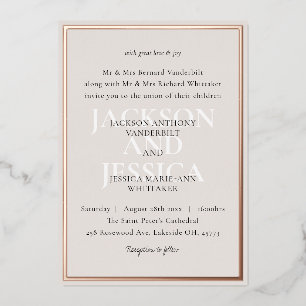 Champagne & Roos Gold Elegant Minimalistische brui Folie Uitnodiging