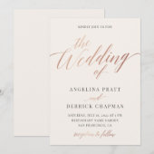 Champagne Roos Gold Ivory Calligraphy Wedding Invi Kaart (Voorkant / Achterkant)