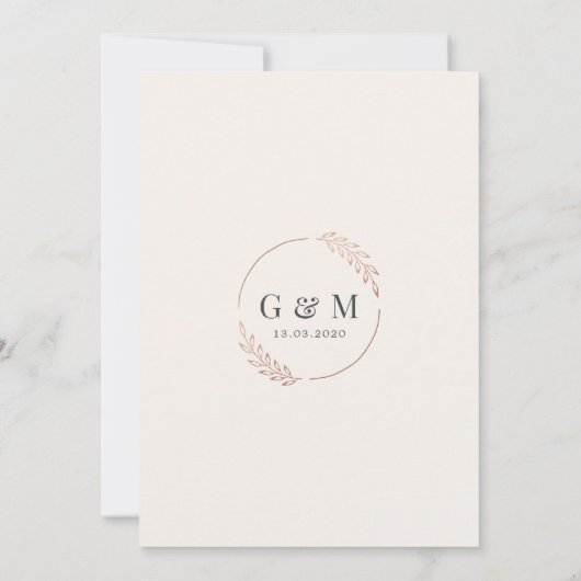 Champagne Roos Gold Ivory Calligraphy Wedding Kaart (Achterkant)