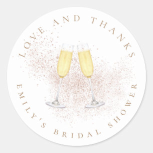 Champagne Roos Goud Glitter Bedankt Vrijgezellenfe Ronde Sticker