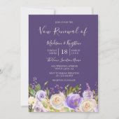 Champagne Roos Purple Flowers Vow-verlenging uitno Kaart (Voorkant)